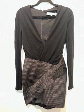 Blessed Are The Meek Black Long Sleeve Metallic Panel Cocktail Dress
